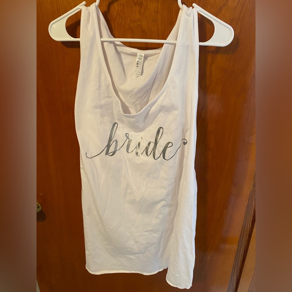 White “Bride” Tank with Silver Lettering - 3X (22-24) - Brand New!